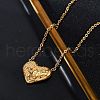 304 Stainless Steel Textured Heart Pendant Cable Chain Necklaces NJEW-U026-10G-1