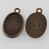 Tibetan Style Antique Bronze Alloy Flat Oval Pendant Cabochon Settings TIBEP-M022-06AB-NF-2