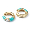 Two Tone Brass Micro Pave Clear Cubic Zirconia Huggie Hoop Earrings EJEW-L234-067G-3