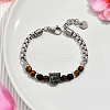 Natural Tiger Eye Round Beaded Bracelets UD5541-5