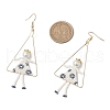 2Pair Girl with Triangle Brass Glass Seed Beads Dangle Earrings EJEW-MZ00453-5