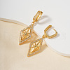 Elegant Geometric Star with Rhombus Brass Clear Cubic Zirconia Hoop Earrings GT0537-1-1