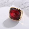Rectangle 304 Stainless Steel with Glass Finger Rings FS-WG61EEA-08-2