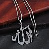 304 Stainless Steel Arabic Pendant Box Chain Necklaces for Women Men NJEW-R013-07P-3