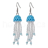 Glass Seed Beaded with Acrylic Beads & Glass Pearl Round Bead Jellyfish Dangle Earrings EJEW-MZ00435-04-2