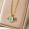 Fashionable Mini Brass Pave Cubic Zirconia Fish Pendant Necklaces for Daily Wear AM3554-1-1