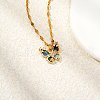 Fashionable Brass Pave Clear Cubic Zirconia Butterfly Pendant Necklaces HD0305-2-1