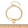 304 Stainless Steel Heart Charm Bracelets BJEW-Z106-02G-3