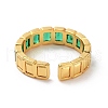 Rectangle Brass Micro Pave Cubic Zirconia Open Cuff Ring for Women RJEW-Z044-04G-04-3