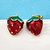 Brass Enamel Stud Earrings X-EJEW-G430-06B-G-2
