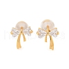 Bowkont Brass Micro Pave Clear Cubic Zirconia Stud Earrings EJEW-B131-03G-4