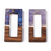 Transparent Resin & Walnut Wood Pendants RESI-ZX017-41-3