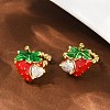 Strawberry Brass Micro Pave Clear Cubic Zirconia Cuff Earrings EJEW-F895-20G-1