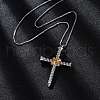Brass Screw Cross Pendant Box Chain Necklaces for Women Men NJEW-C067-06P-3