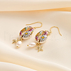 S925 Sterling Silver Shell Shape with Starfish Dangle Earrings EJEW-M096-02G-2