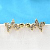 Heartbeat Brass Micro Pave Clear Cubic Zirconia Stud Earrings EJEW-G433-06G-2