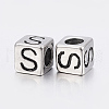 304 Stainless Steel Large Hole Letter European Beads STAS-H428-01AS-S-2