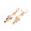 Teardrop Brass Micro Pave Cubic Zirconia Dangle Leverback Earrings EJEW-N058-16G-3