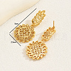 Vintage Vacation Style Leaf with Flower Brass Dangle Stud Earrings HZ7784-3