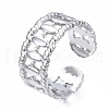 Non-Tarnish 304 Stainless Steel Oval Wrap Open Cuff Ring RJEW-T023-46P-3