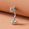 Rose Brass Crystal Rhinestone Curved Barbell Belly Rings FS-WG9EA33-01-2