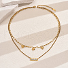 Stainless Steel Crystal Rhinestone Heart Double Layer Necklaces for Women AW1659-5