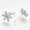 Brass Cubic Zirconia Stud Earrings KK-S348-364P-2