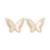 Brass Micro Pave Clear Cubic Zirconia Pendants KK-E068-VC149-2