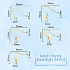 Unicraftale 150Pcs 5 Styles 304 & 316 Surgical Stainless Steel French Hooks with Coil and Ball STAS-UN0058-09-5