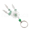 Woven Net/Web with Feather Alloy & Mixed Gemstone & Glass Seed Keychains KEYC-MZ00041-6