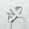 Brass Micro Pave Cubic Zirconia Cuff Rings for Women FS-WGA4C54-40-1