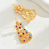 Alloy Cubic Zirconia Flower Hoop Earrings UT1066-5