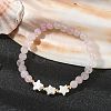 Natural Rose Quartz Round Beaded Bracelets BJEW-JB09878-01-2