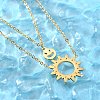 304 Stainless Steel Sun and Smiling Face Pendant Double Layer Necklaces for Women NJEW-A045-14G-1