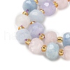 Natural Amethyst & Aquamarine & Madagascar Rose Quartz Beads Strands G-G271-D01-6x8mm-4