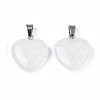 Heart Natural White Jade Pendants G-Q438-01-2