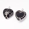 Natural Black Agate Pendants G-G713-F01-2