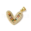 Brass Micro Pave Cubic Zirconia Pendants KK-C058-02G-02-1