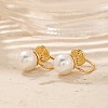 Simple and Elegant Vintage Brass Imitation Pearl Round Clip-on Earrings UF6874-2