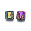Rack Plating Rainbow Color Alloy Beads PALLOY-S180-359-3