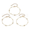 Cubic Zirconia Flat Round Link Bracelets for Women BJEW-JB11634-2