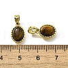 Brass Pave Natural Tiger Eye Oval Charms KK-K398-22G-3