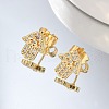 Hamsa Hand Brass Micro Pave Clear Cubic Zirconia Stud Earrings EJEW-D305-03G-4