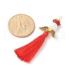 Glass Pearl Round Beaded with Polycotton Tassel Big Pendants PALLOY-MZ00611-02-4