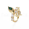 Green Cubic Zirconia Snake Wrap Cuff Ring RJEW-N035-074-NF-3