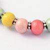 Children's Day Gift Dyed Drum Wood Beaded Kids Necklaces & Stretch Bracelets Jewelry Sets SJEW-JS00859-3