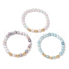 Electroplated Gradient Color Glass Stretch Bracelets BJEW-JB11963-2