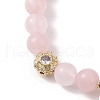 Round Natural Rose Quartz & Gemstone & Natural Freshwater Pearl Beaded Stretch Bracelets BJEW-C068-03G-3
