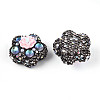 Flower Shape Polymer Clay Rhinestone Beads CLAY-U023-01H-2