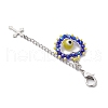 Handmade Evil Eye Lampwork & Glass Seed Beaded Heart Pendant Decorations HJEW-MZ00211-04-4